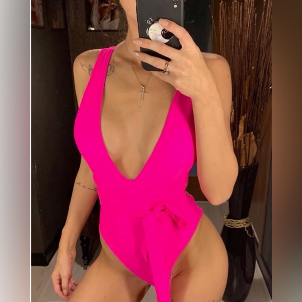 Sexy Wrap Around Bandage Women Swimwear One Piece Swimsuit Female Bather Deep V